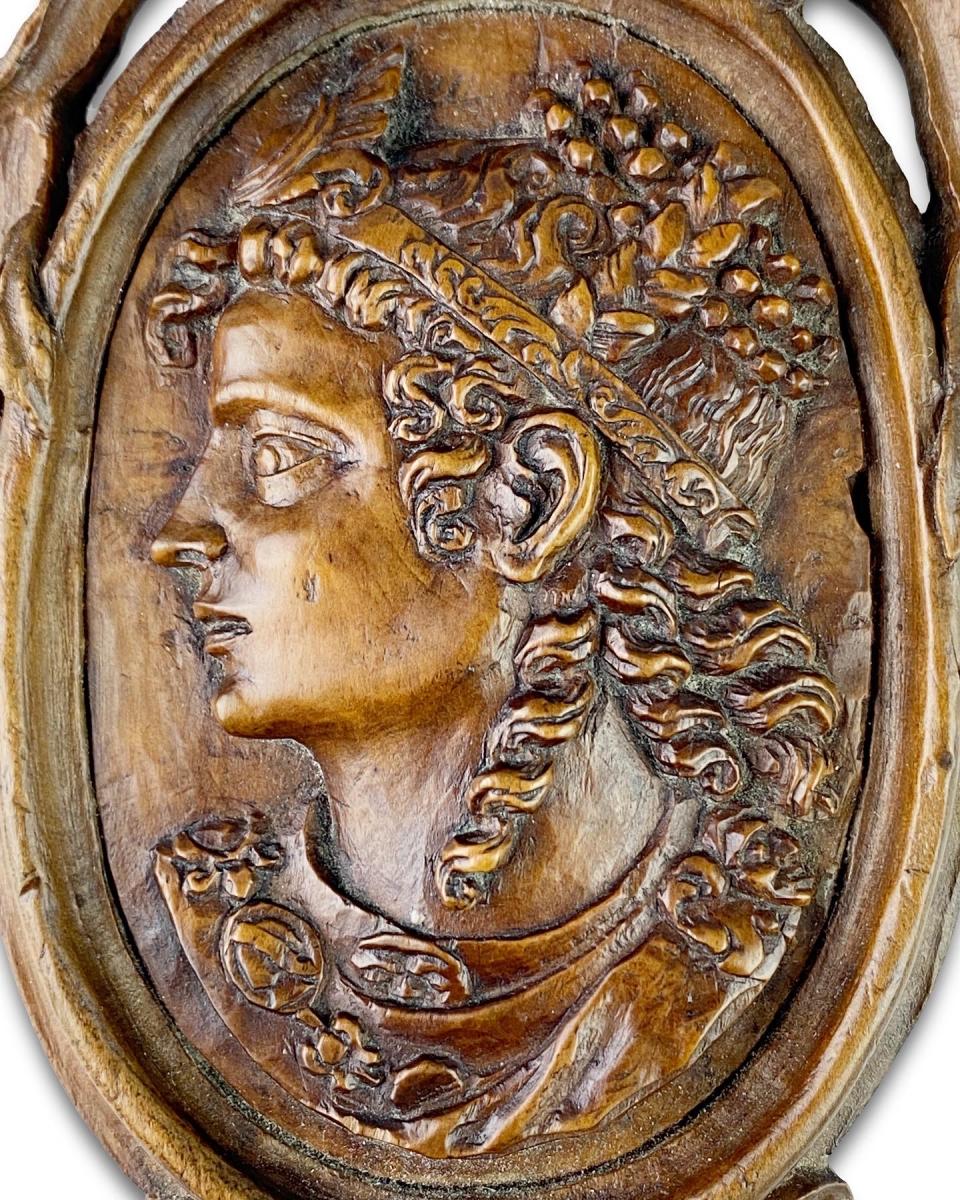 Fruitwood profile of a woman. French, late 16th century