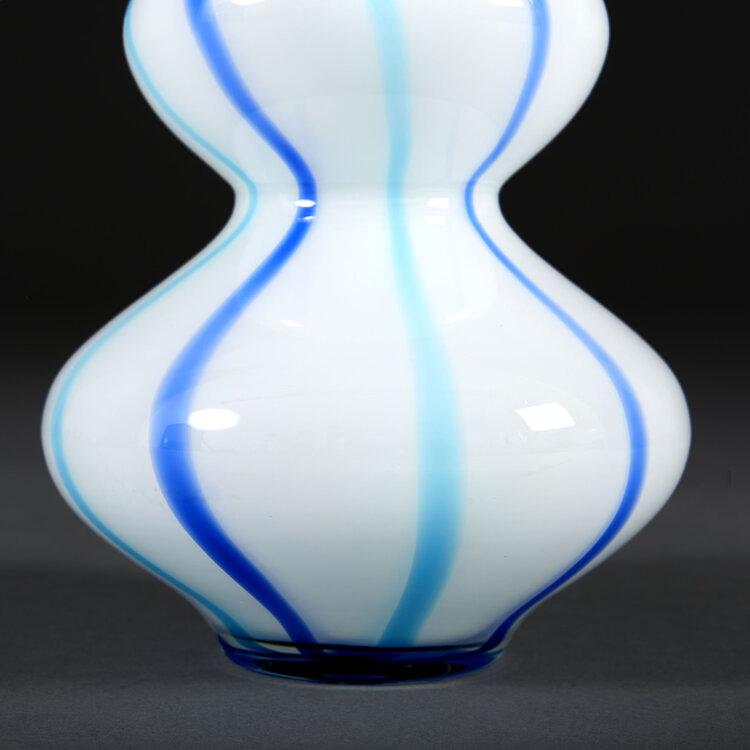 A Blue Stripe Double Gourd Murano Glass Vase