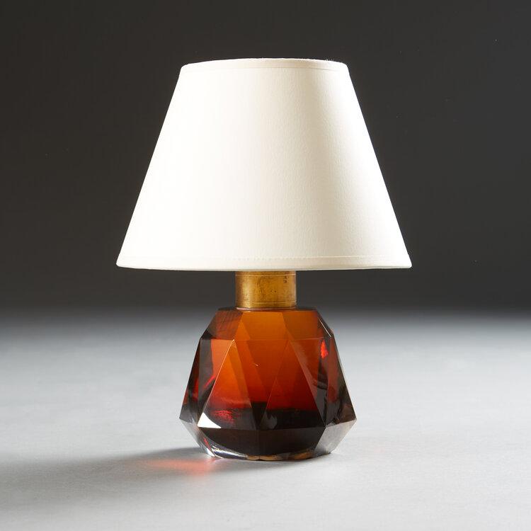 A Topaz Cut Glass Lamp