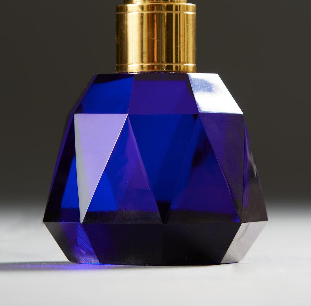 An Imperial Blue Cut Glass Lamp