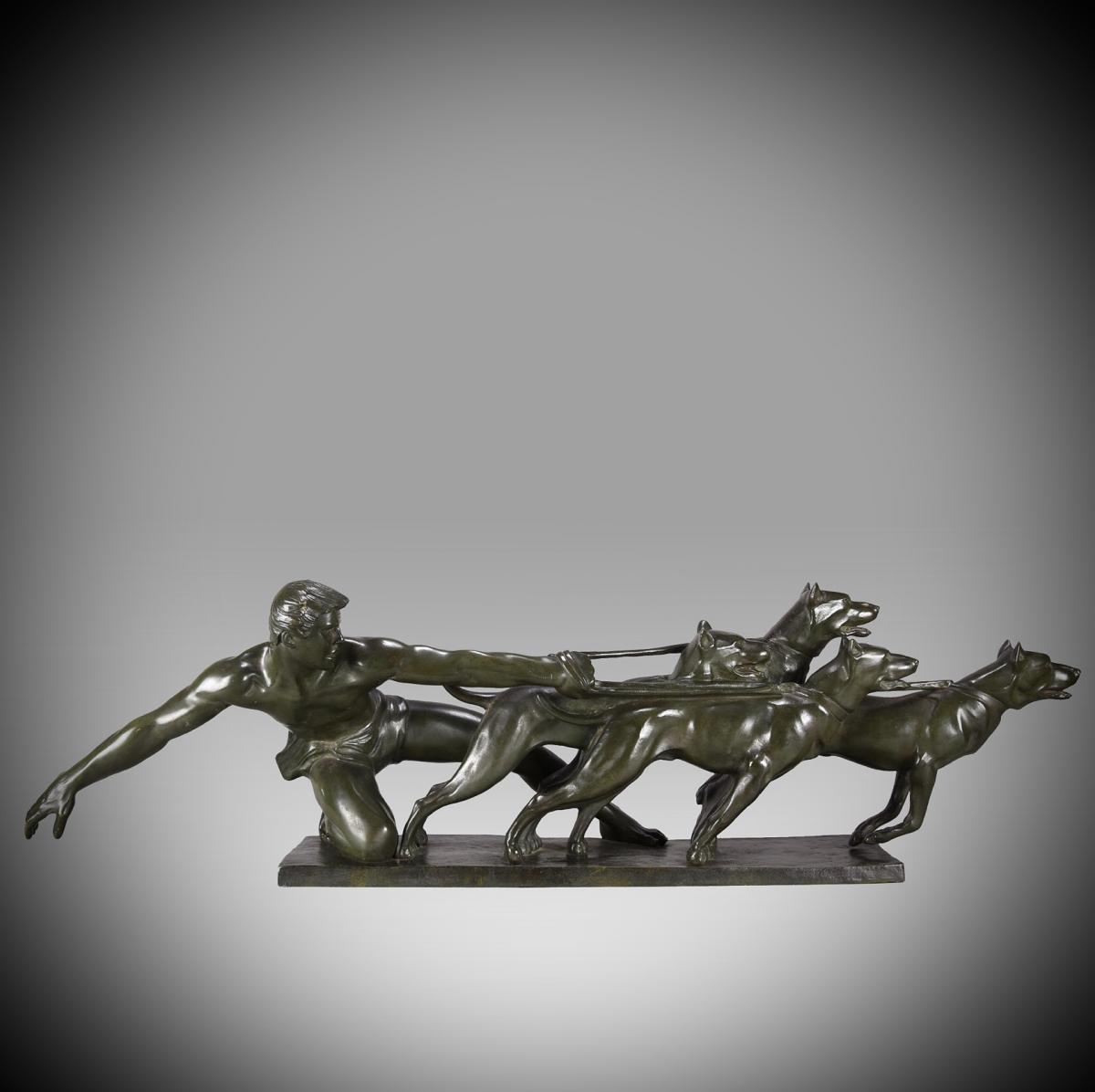 Powerful Art Deco Bronze Study "The Release" by Alexandre Kelety 
