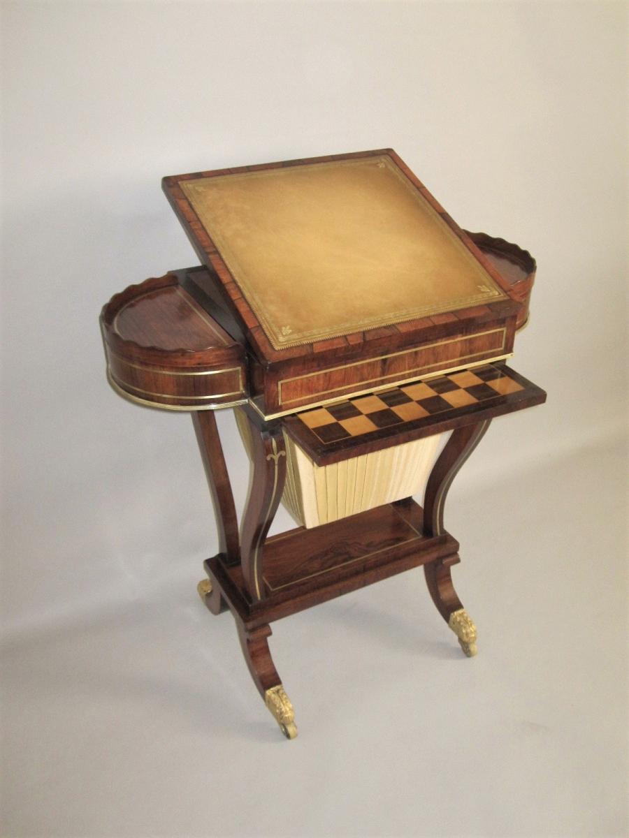 Rosewood and Brass Inlaid Games Table, circa 1815