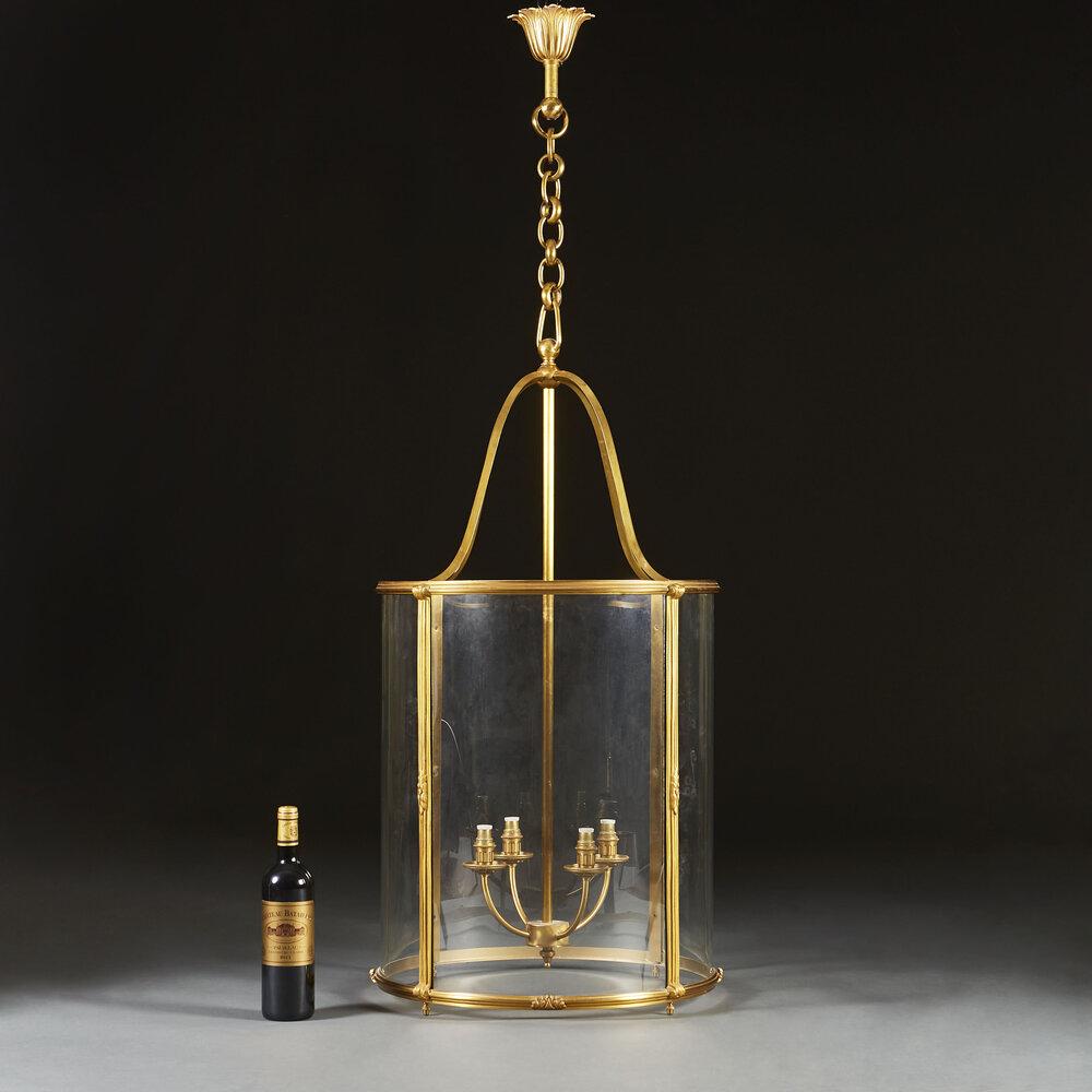 An Exceptional Overscale Brass Hall Lantern