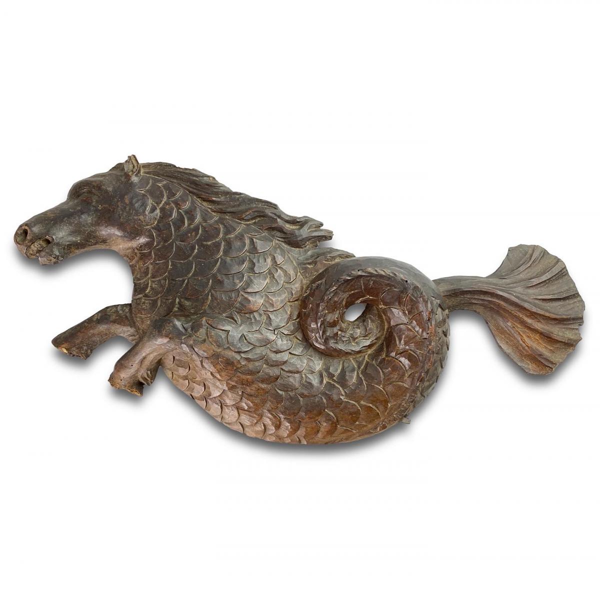Walnut carvings of Hippocampus. French, early 19th century