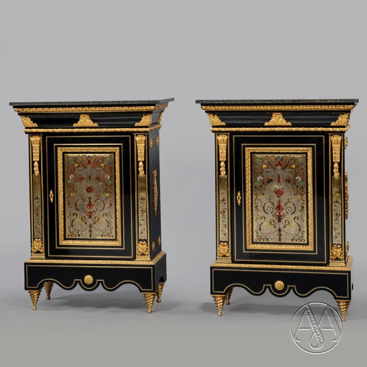 A Pair of Napoleon III Gilt Bronze and Boulle Marquetry Cabinets Dating from Circa 1870