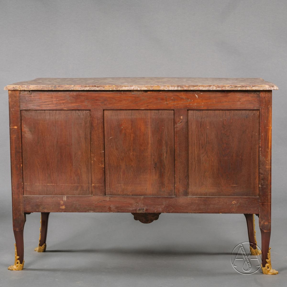 The Back of A Louis XV Style Marquetry Commode By Durand Dating From Circa 1880