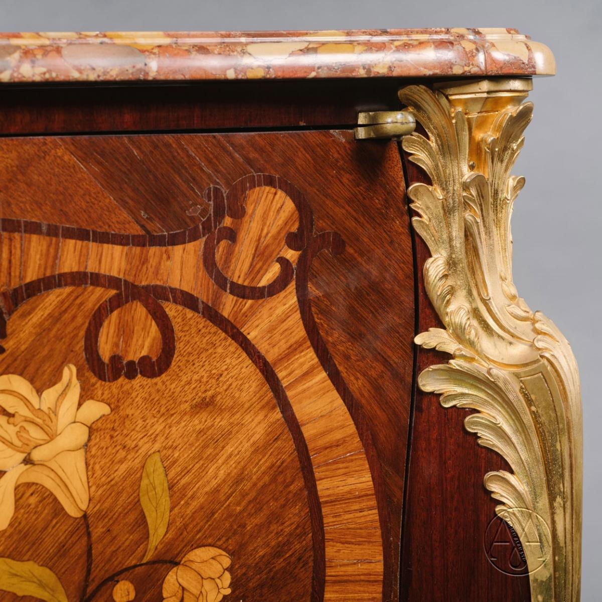 A Detail of A Louis XV Style Marquetry Commode By Durand Dating From Circa 1880