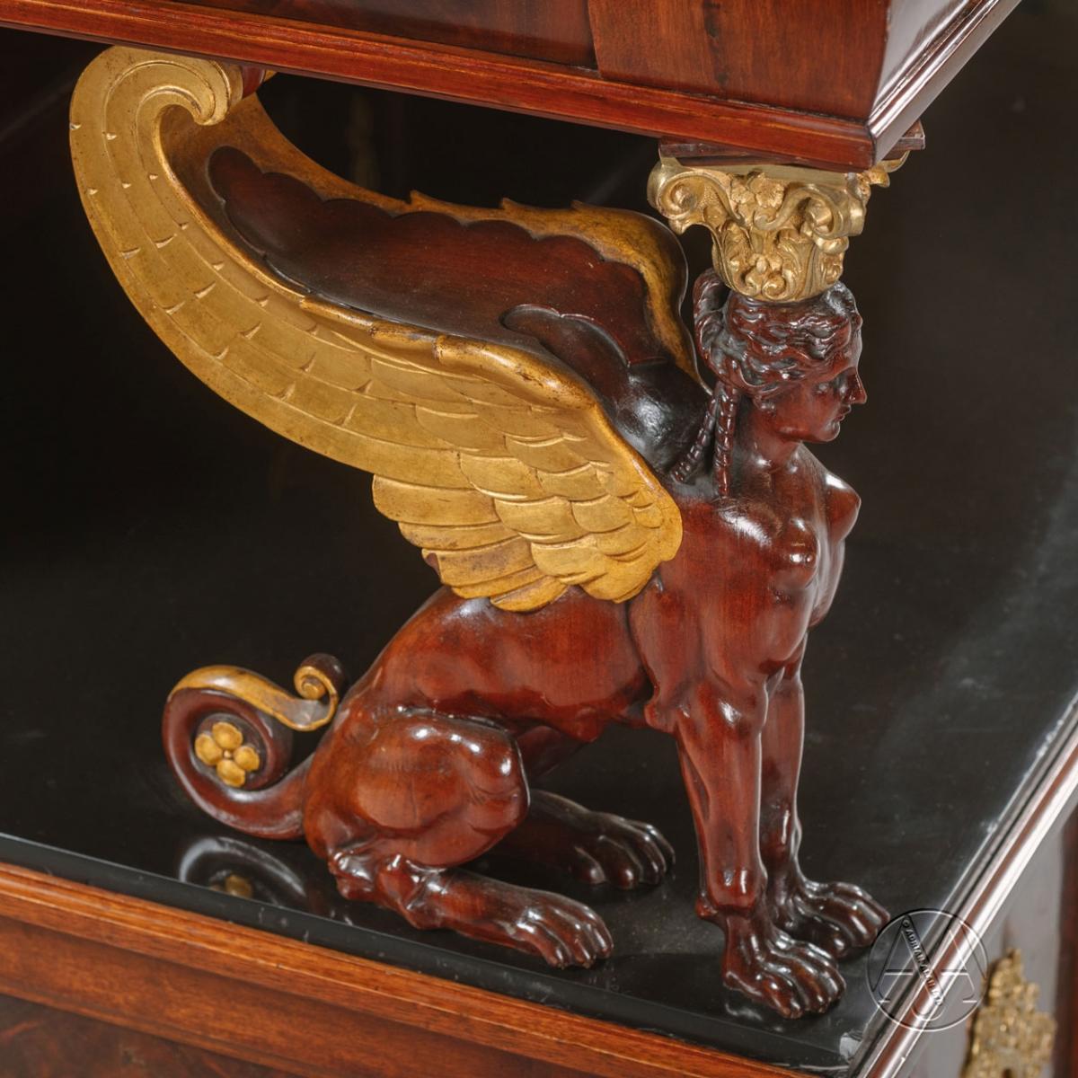 A Detail From An Empire Revival Mahogany Two-Tier Buffet Dating From Circa 1870