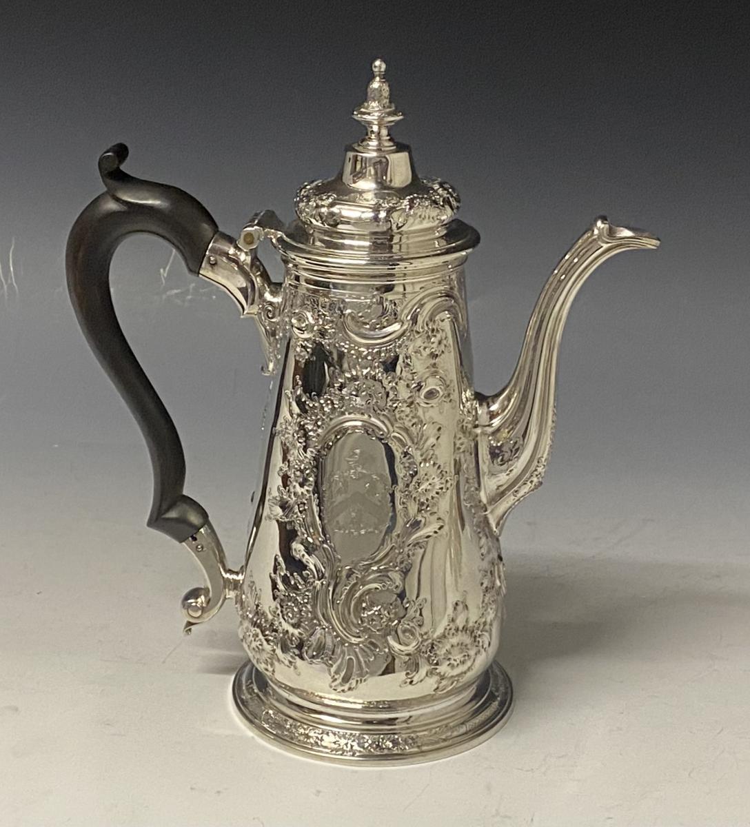 Ayme Videau silver coffee pot 1751 London 