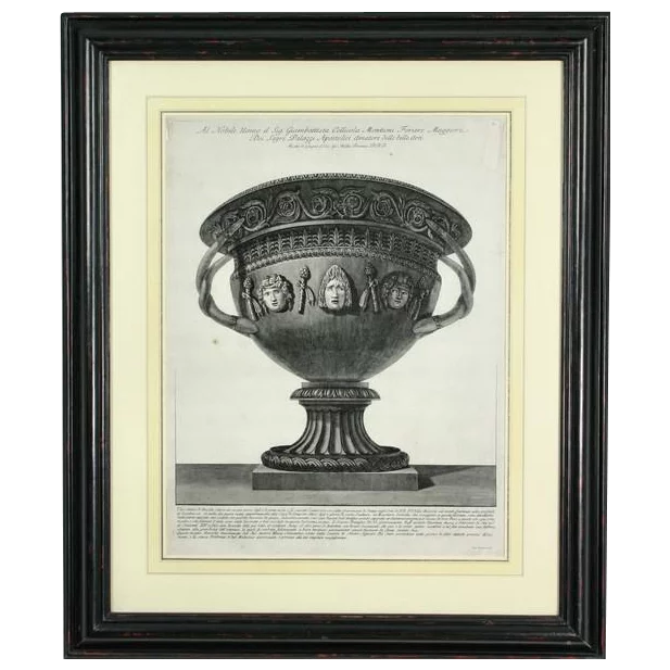 Original Piranesi engraving of a Large Basalt Vase with Carved Masks ...
