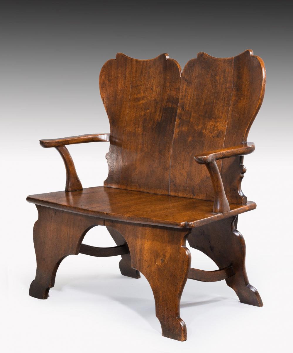 Extremely Rare Ravishngly Patinated Hall Seat English Circa 1745