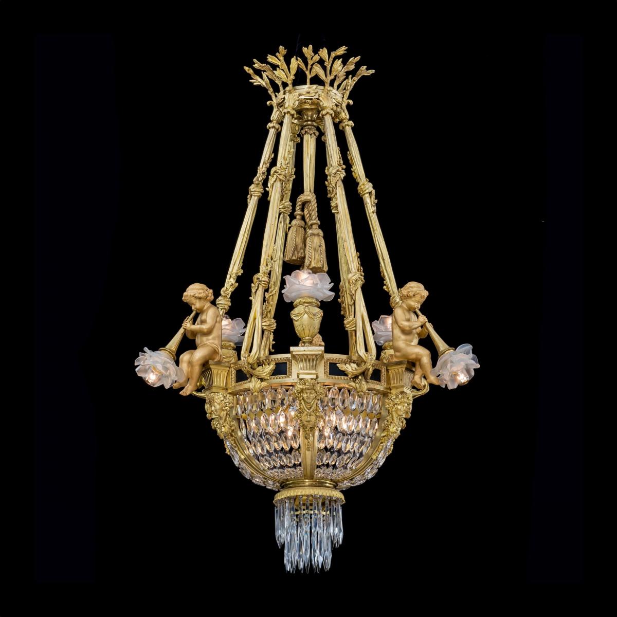 An Important Pair of Ormolu Basket Chandeliers In the Louis XVI Style
