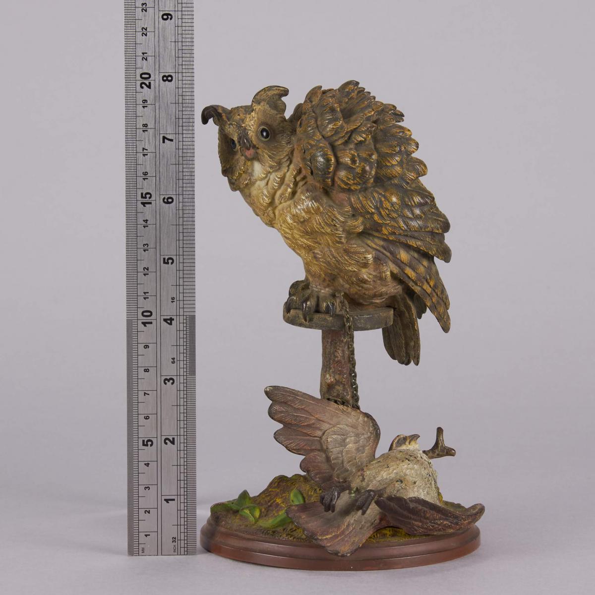 ‘Owl and Prey’ Antique Vienna Bronze by Franz Bergman - circa 1900