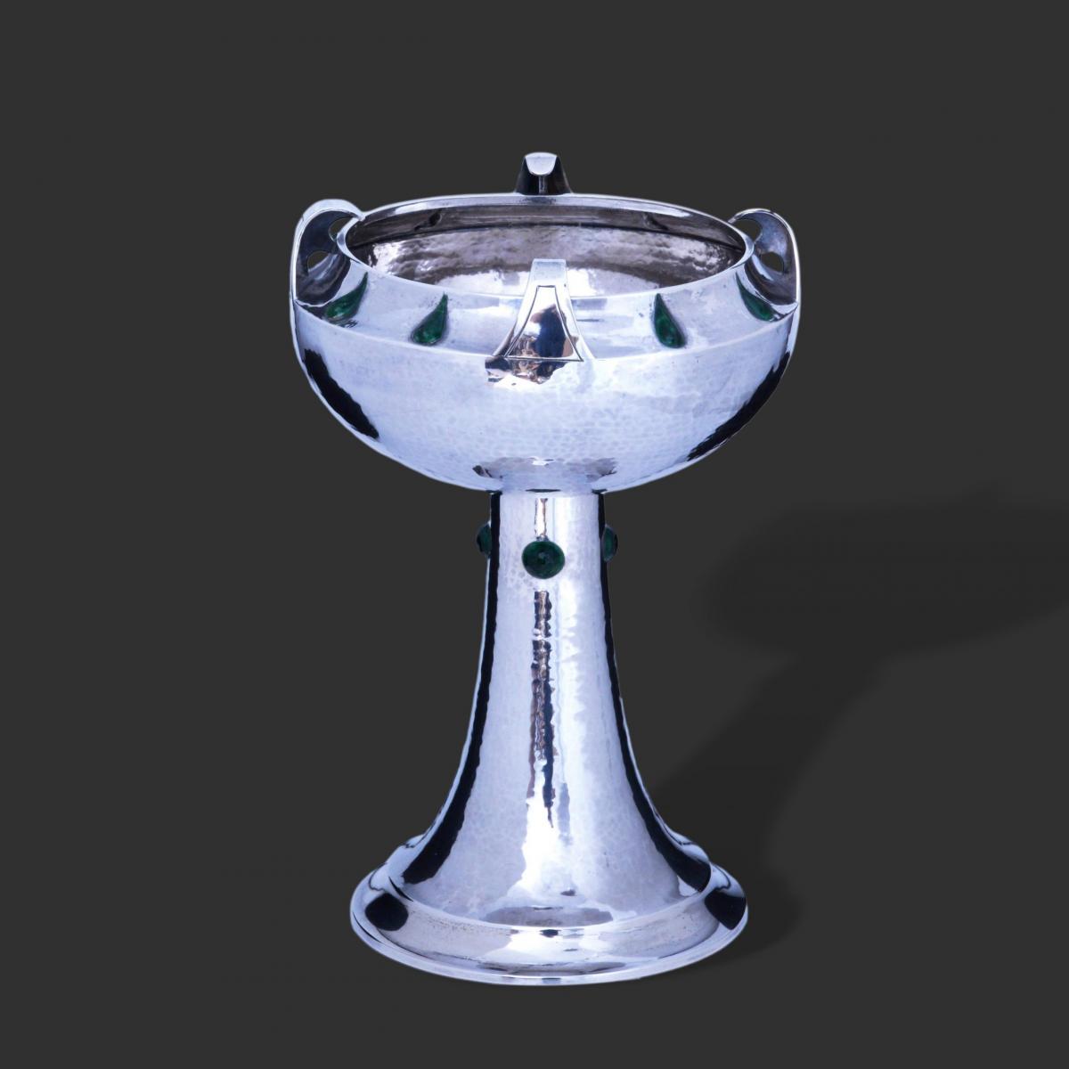 William Hutton & Sons silver enamel vase