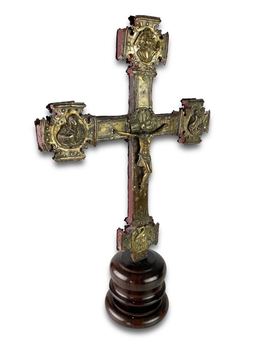 Renaissance gilt copper processional cross. Italian, 15th - 16th centuries