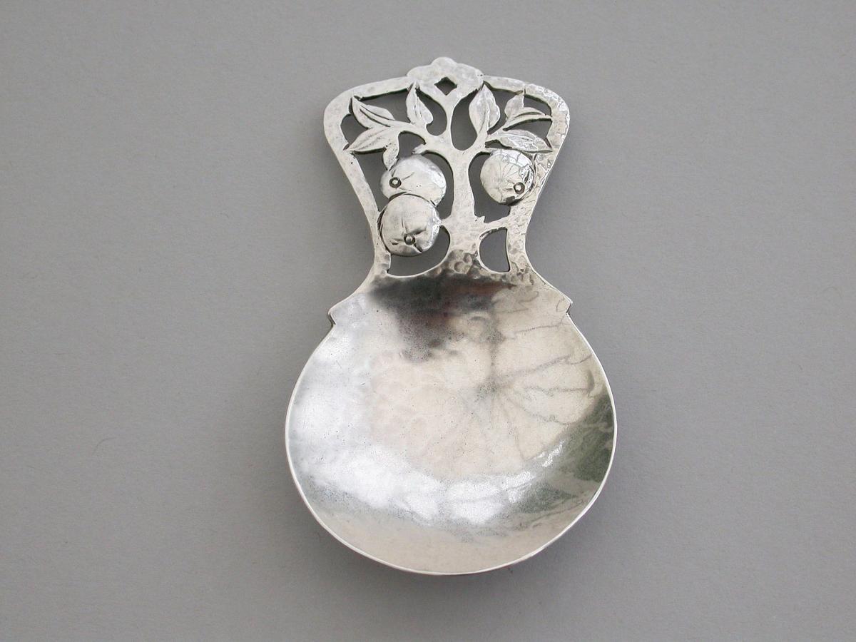Arts & Crafts Silver 'Apple Tree' Caddy Spoon