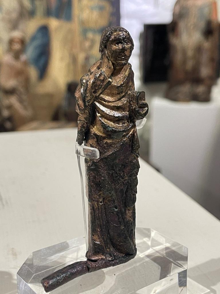 English Romanesque Bronze Figure of St John. Circa 1180