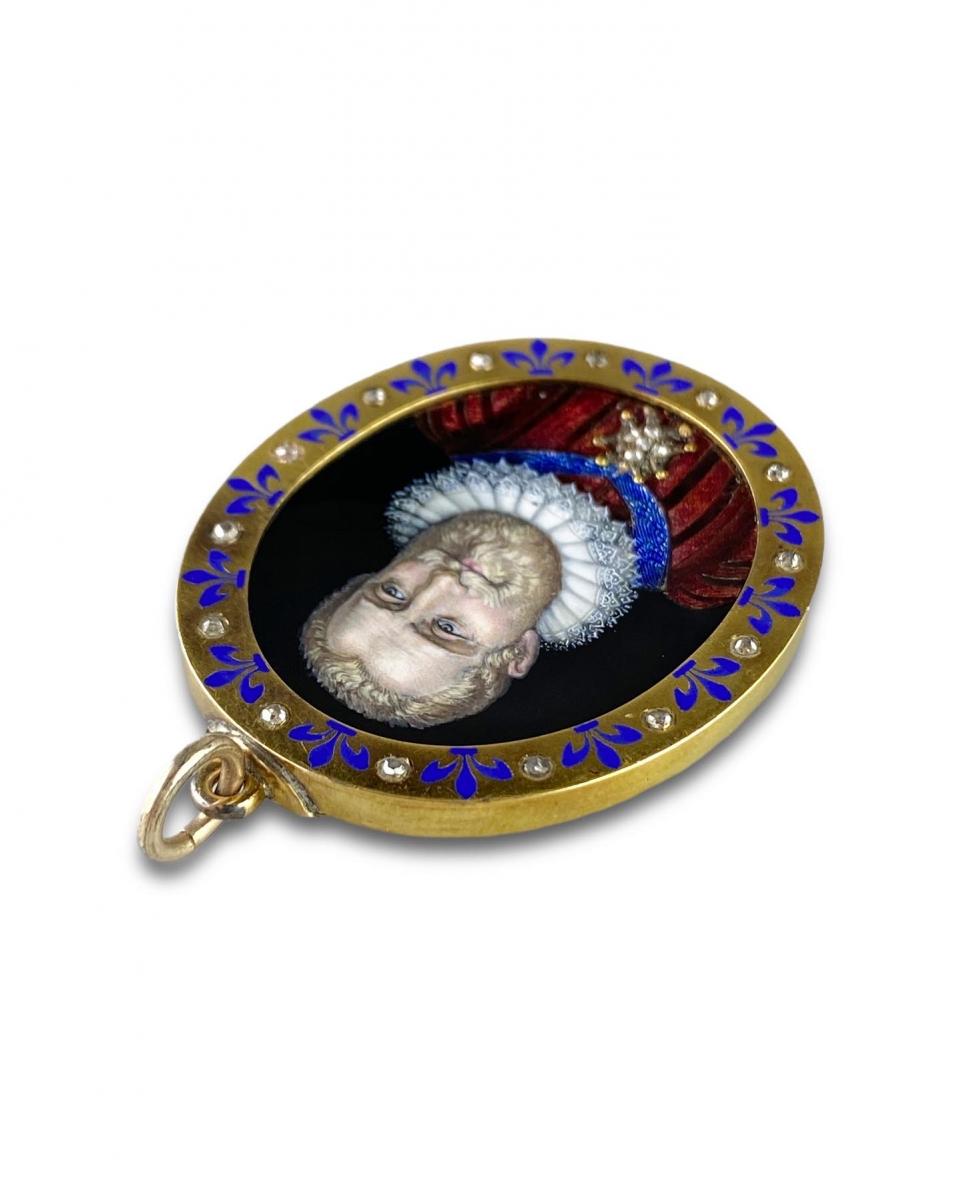 Pendant with enamel of Henry IV (1553-1610). French or Swiss, 19th century
