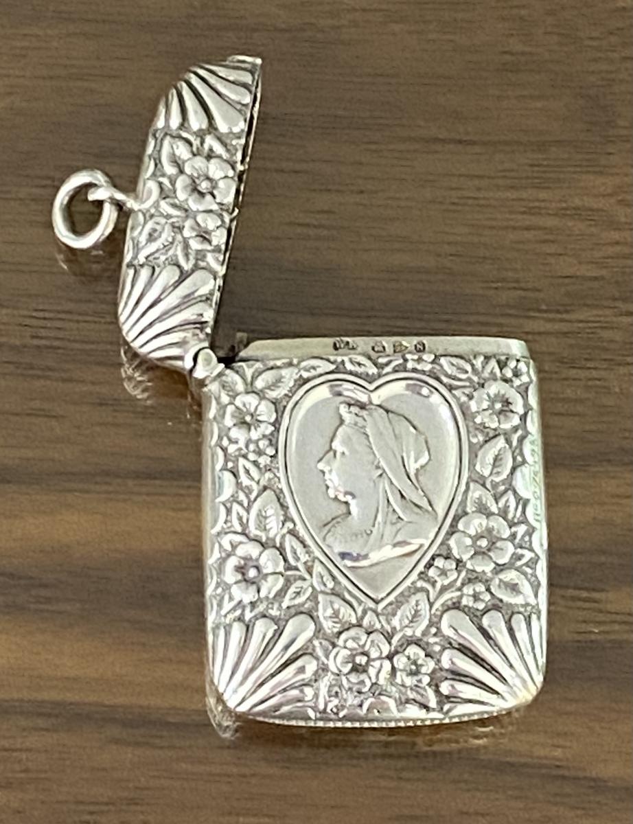 Victorian silver diamond jubilee vesta case 1896/7