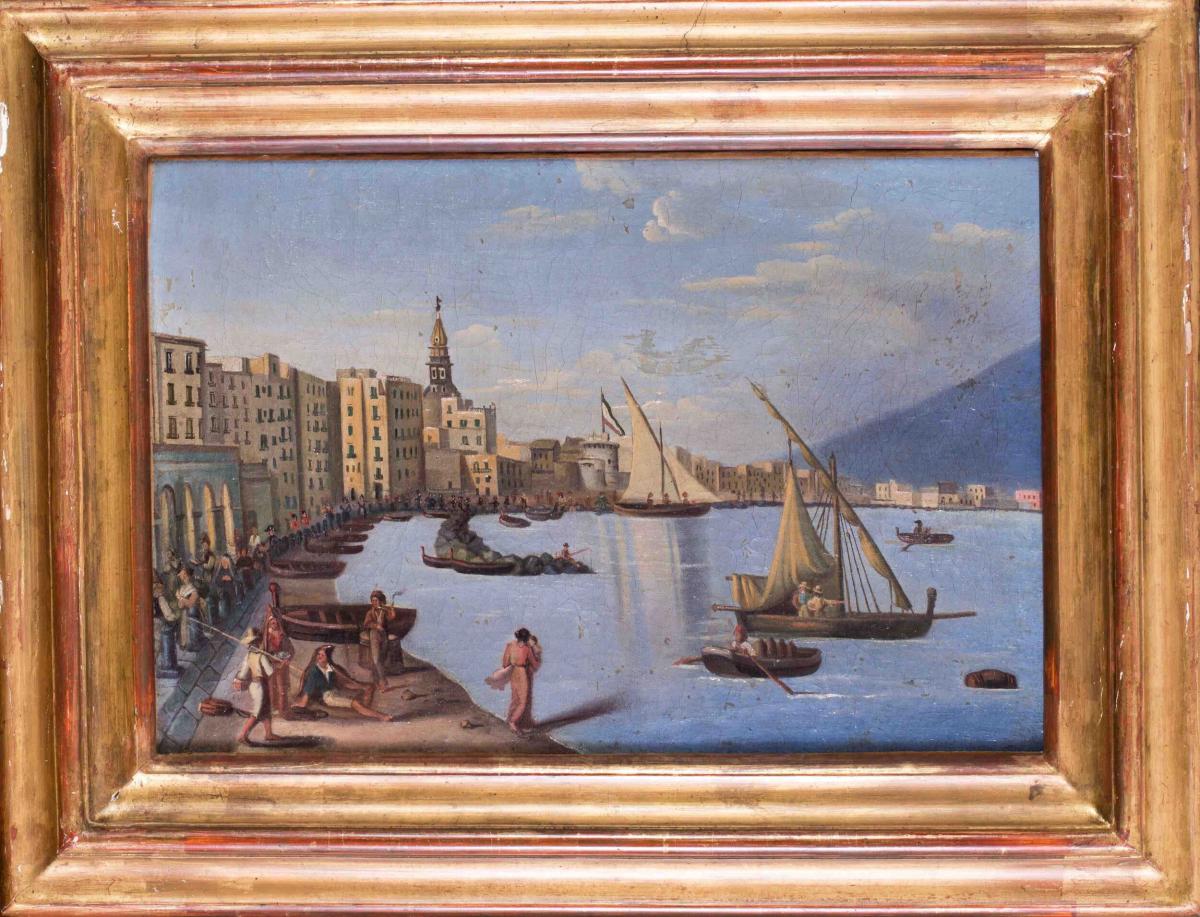 Neapolitan school, circa 1810, Vessels on the Key Side at Naples