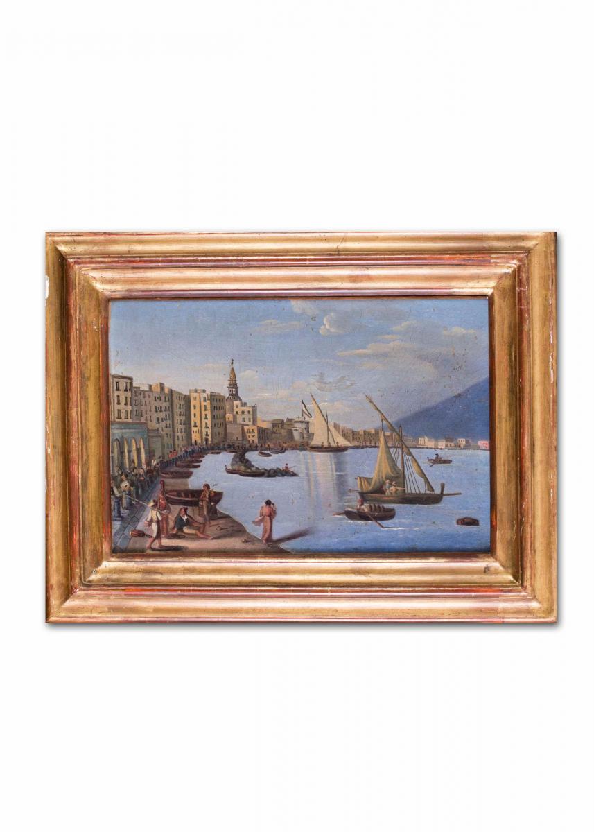 Neapolitan school, circa 1810, Vessels on the Key Side at Naples