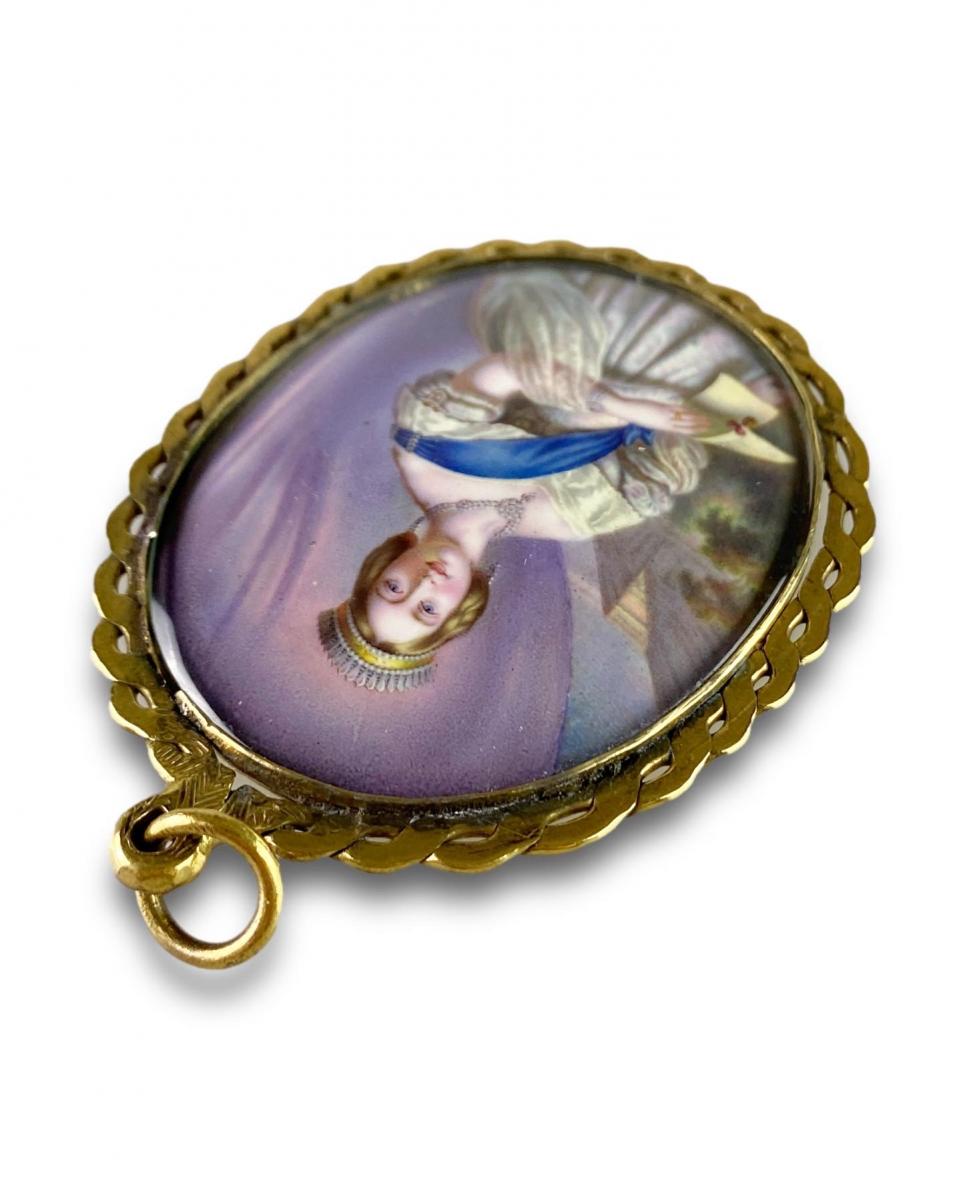 Enamel portrait miniature of a young Queen Victoria. English, mid 19th century