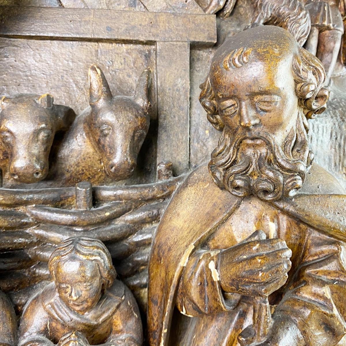 Imposing lime wood relief of the Nativity. Southern Germany, early 16th century