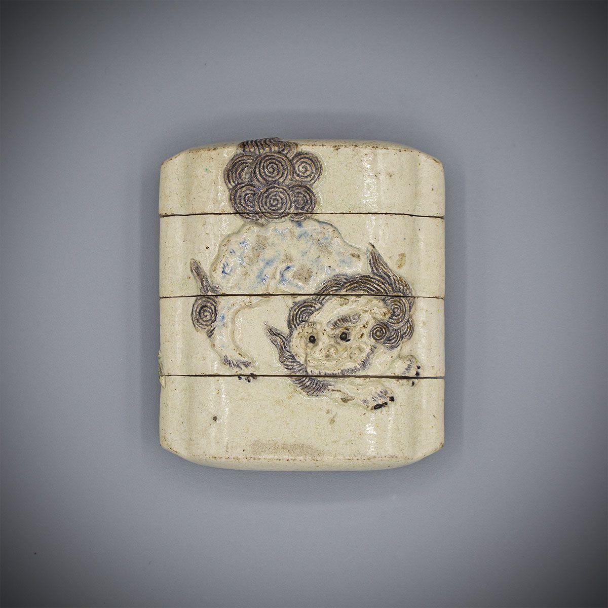 Three-case Pottery Inro, by Mochizuki Hanzan (circa 1743-circa 1790)