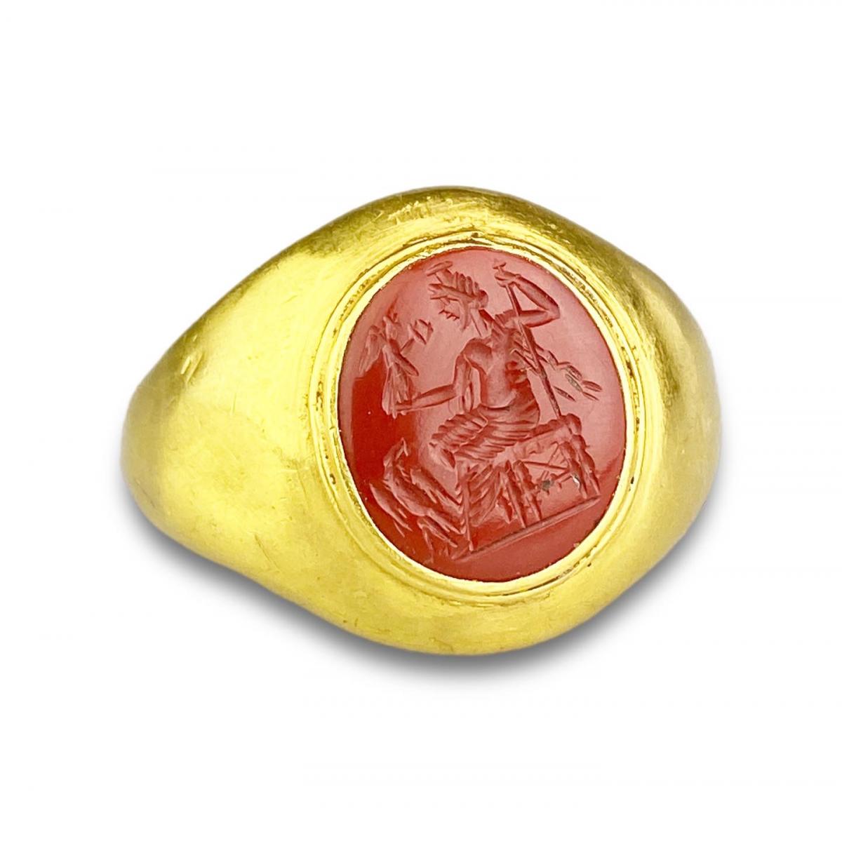 Ring with a jasper intaglio of Jupiter. The intaglio, 1st - 2nd century AD
