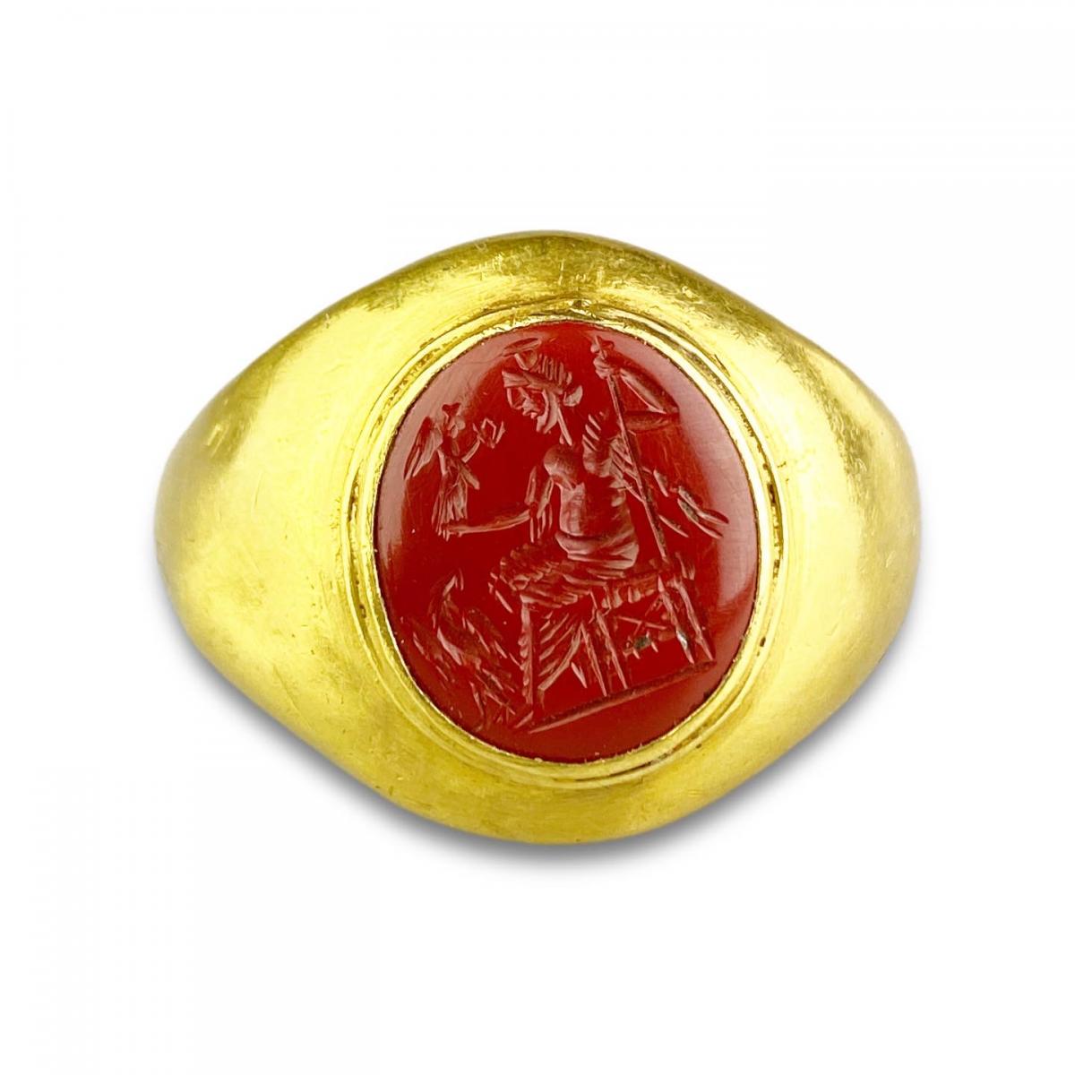 Ring with a jasper intaglio of Jupiter. The intaglio, 1st - 2nd century AD