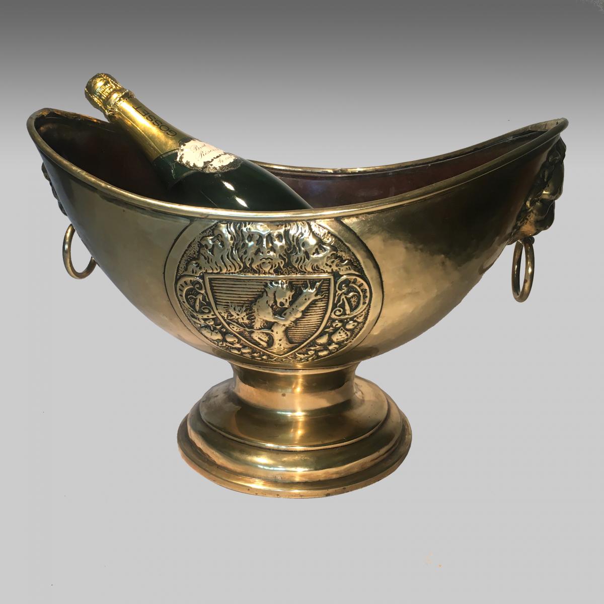 antique Georgian brass wine cooler