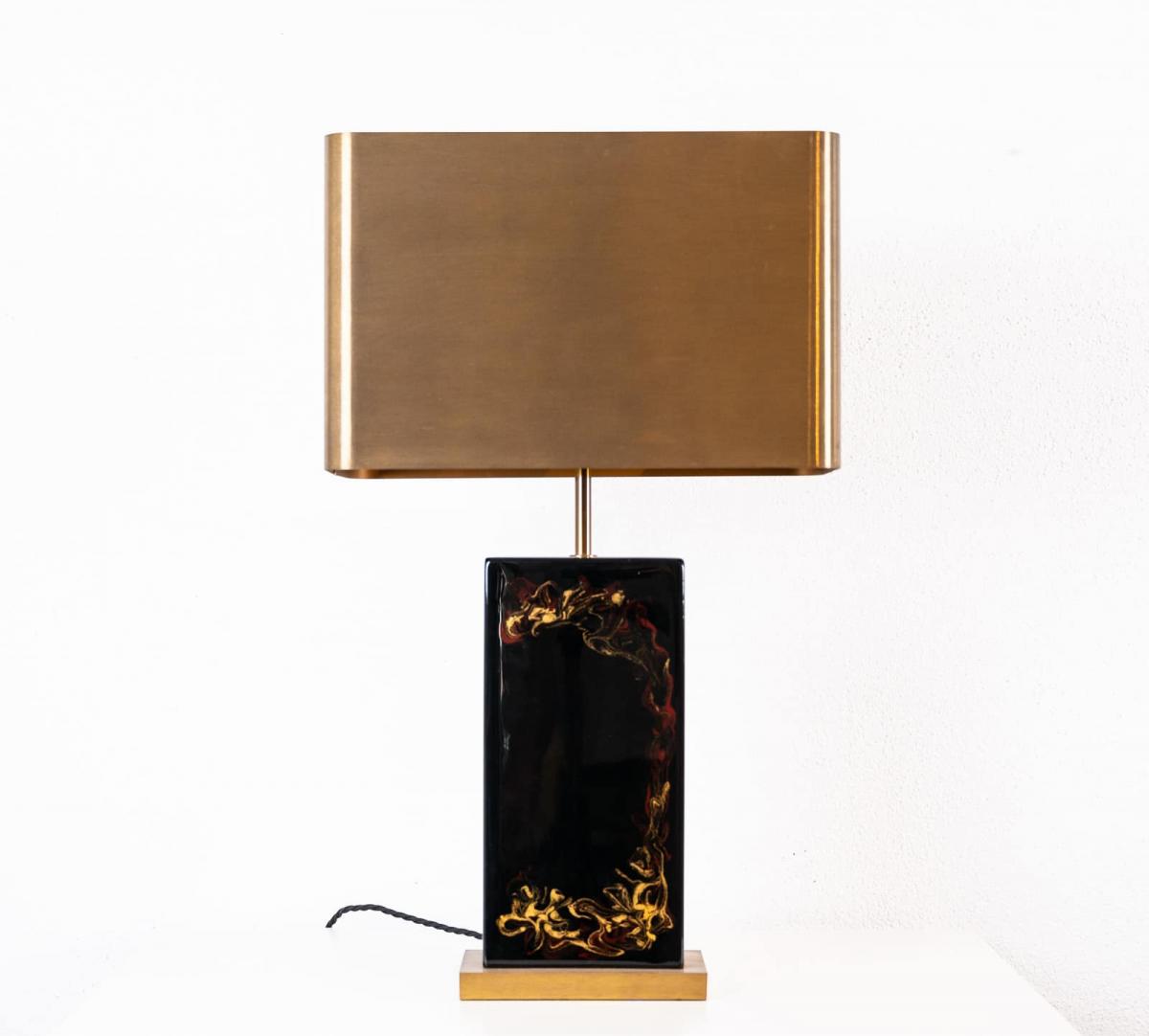 Rare lacquer table lamp by Chrystiane Charles