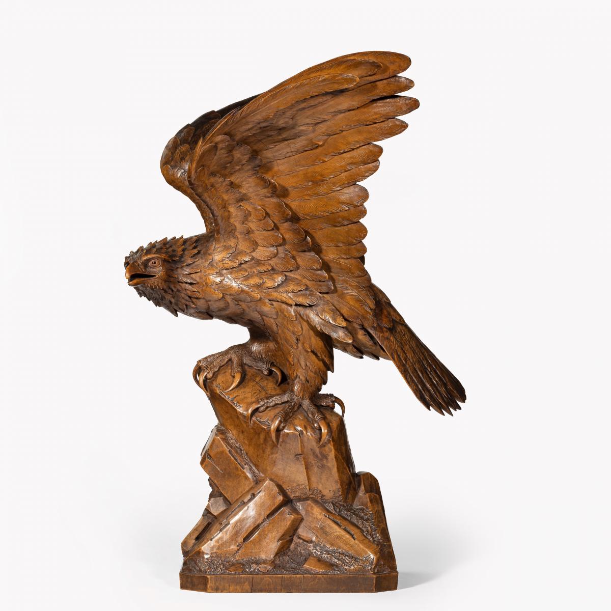 A Black Forest walnut model of a golden eagle attributed to Alfred Stähli