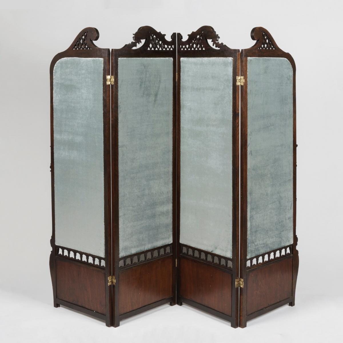 A Rare Four-Fold Screen The panels by Maud Earl