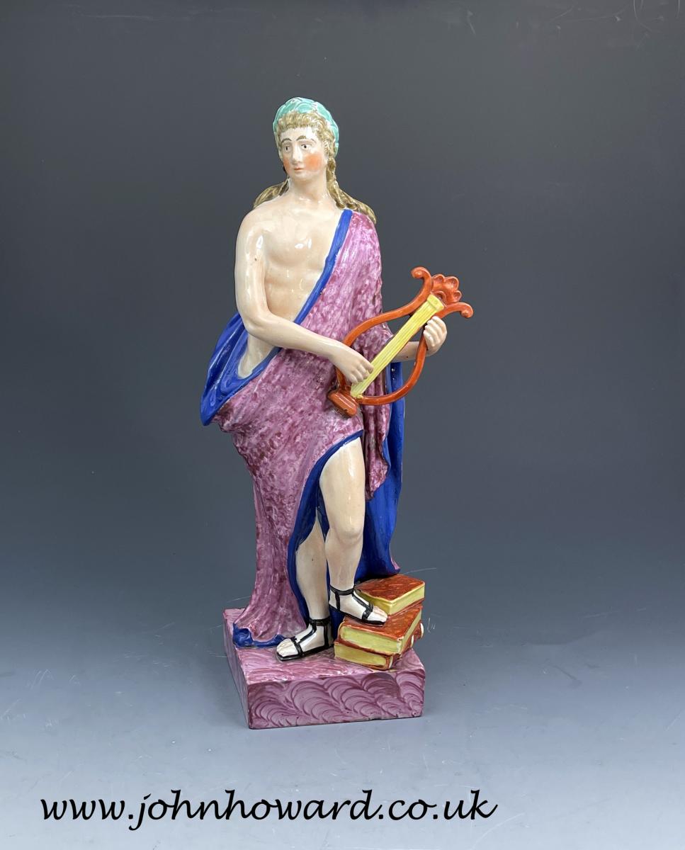 Staffordshire pottery pearlware large sized figure of Apollo early 19th century England