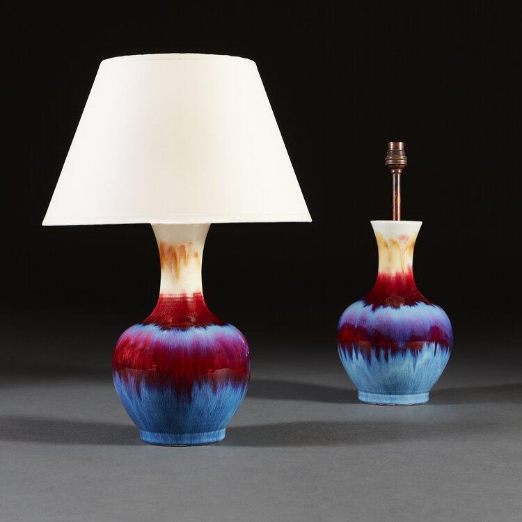 A Pair of Flambé Vases as Lamps