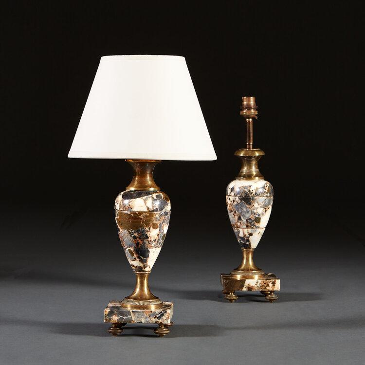 A Fine Pair of 19th Century Marble Lamps
