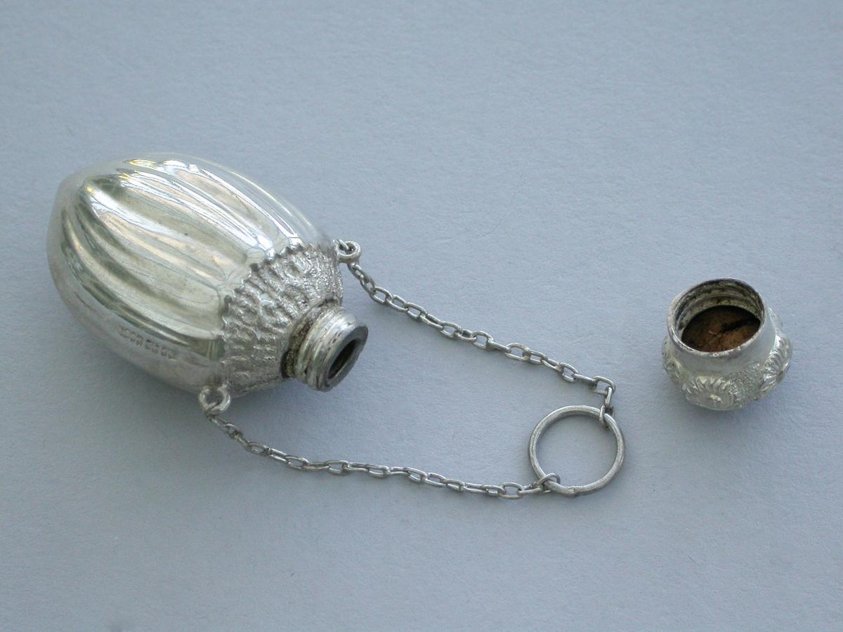 Victorian Novelty Silver Hazelnut Scent Bottle