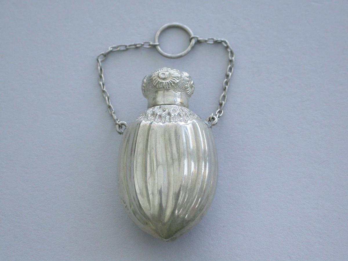 Victorian Silver Hazelnut Scent Bottle