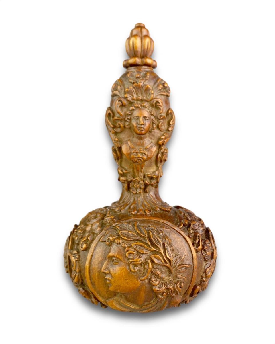 Renaissance boxwood flask. French, early 17th century