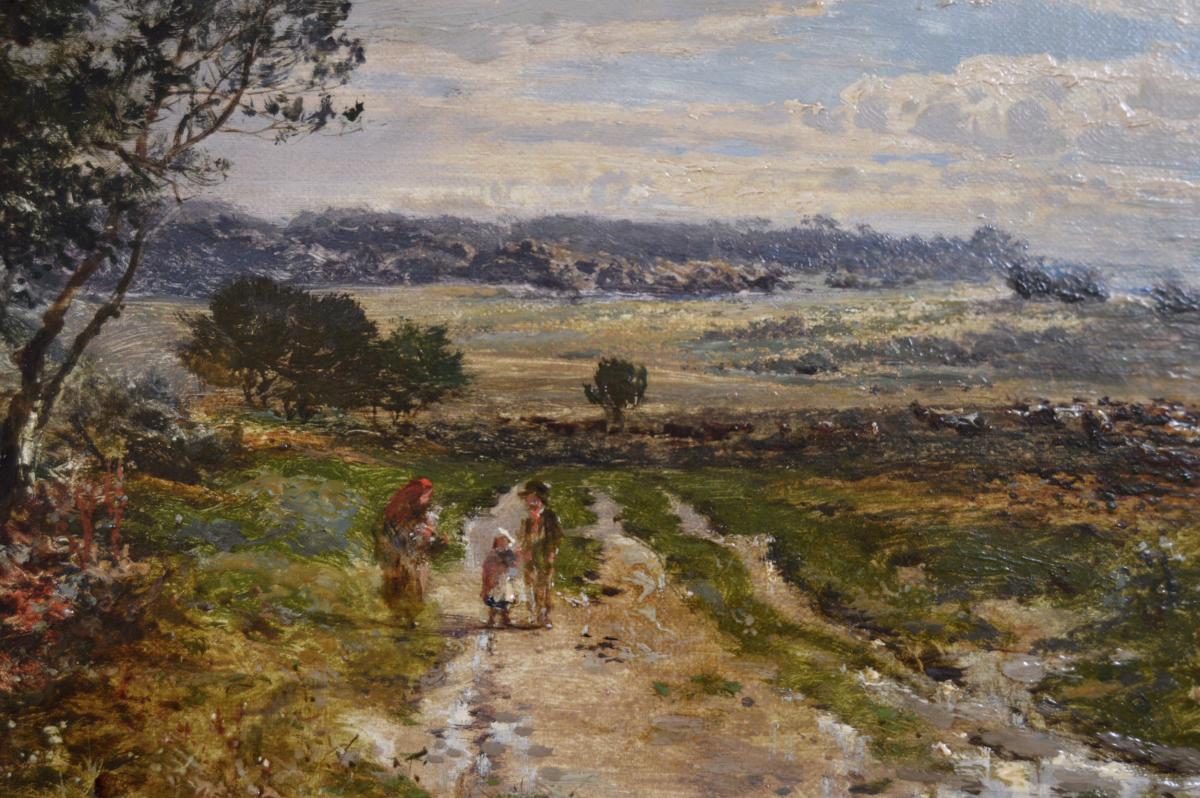Landscape oil painting of figures at Sutton Park by William E Harri