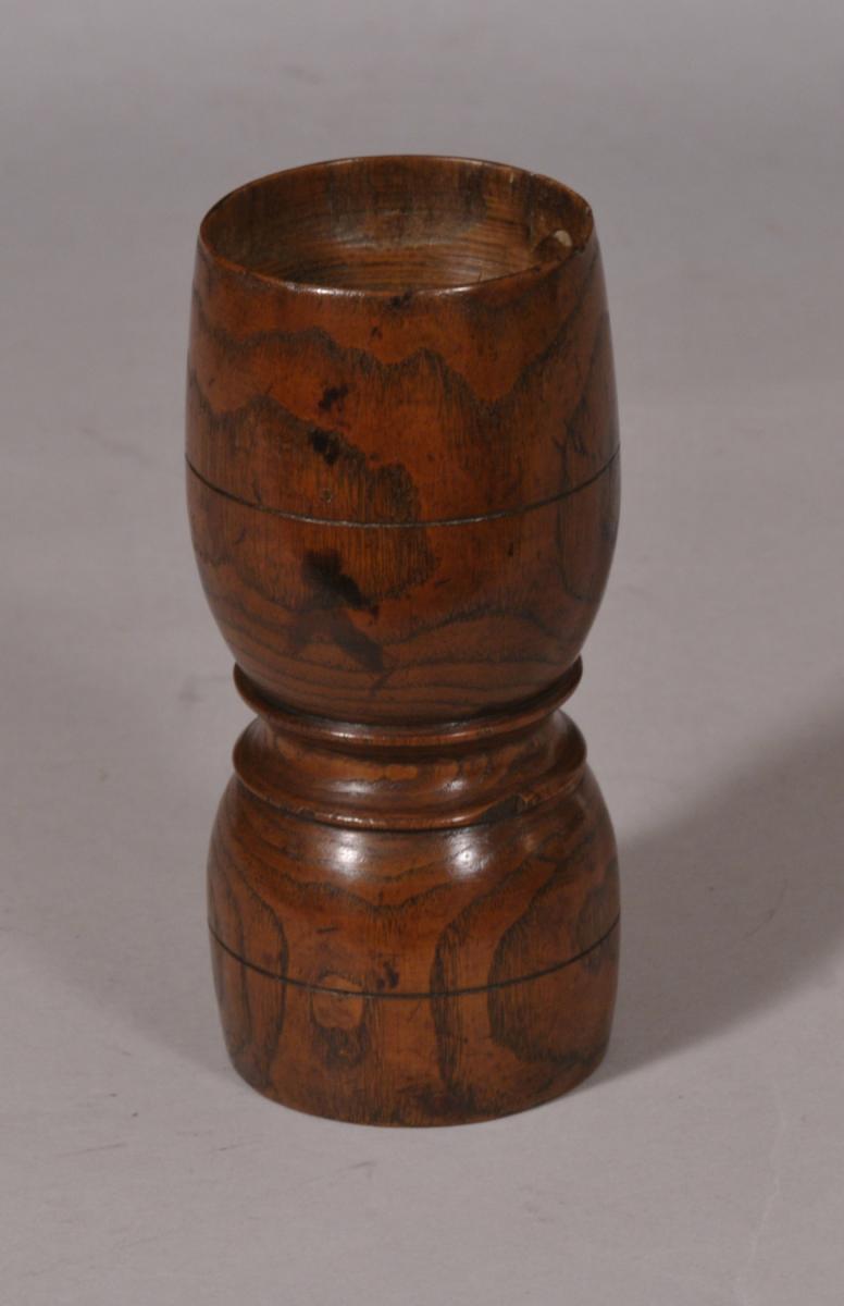 S/4719 Antique Treen Ash Spice Measure of the Georgian Period