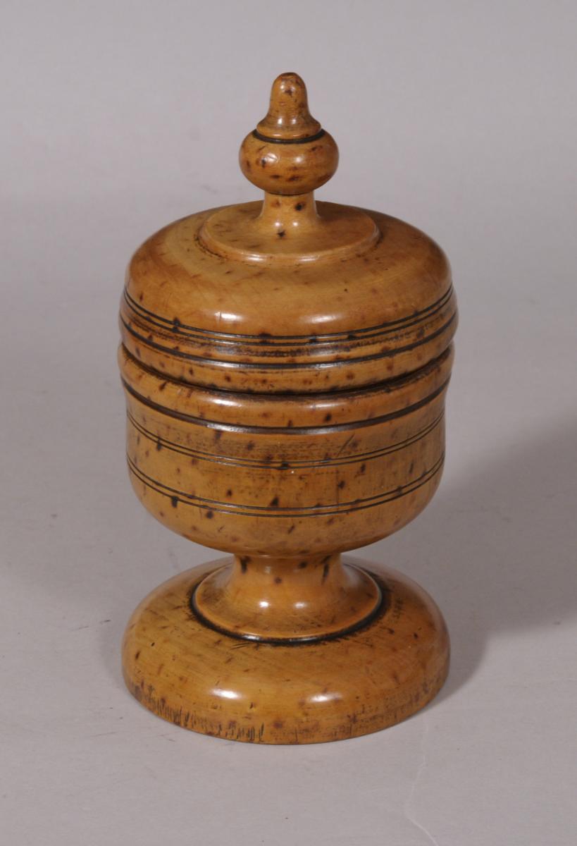 S/4741 Antique Treen 19th Century Apple Wood Spice Pot
