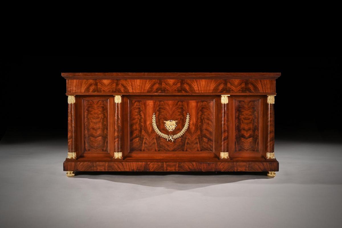Fine French Second Empire Gilt Bronze Mounted Mahogany Library Desk Krieger