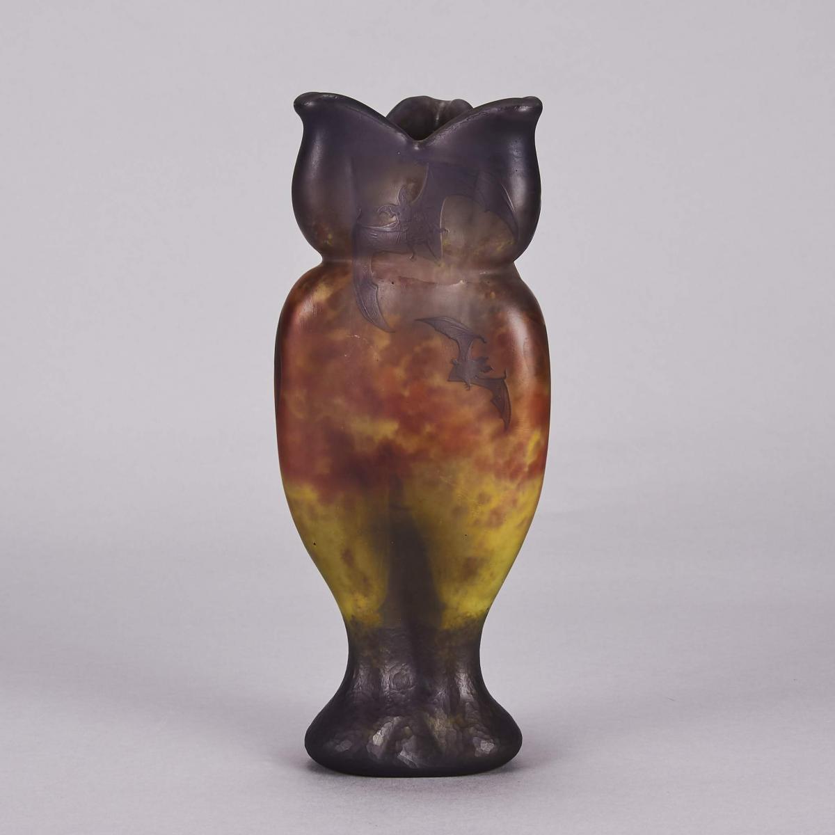 “Bat Vase” Art Nouveau cameo glass vase by Daum Frères - circa 1900