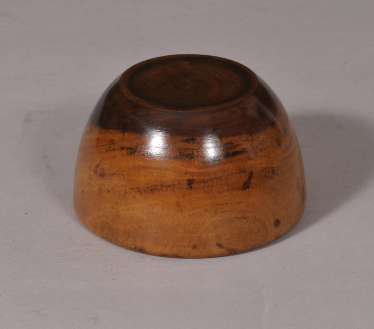 S/4742 Antique Treen 19th Century Lignum Vitae Wool Bowl
