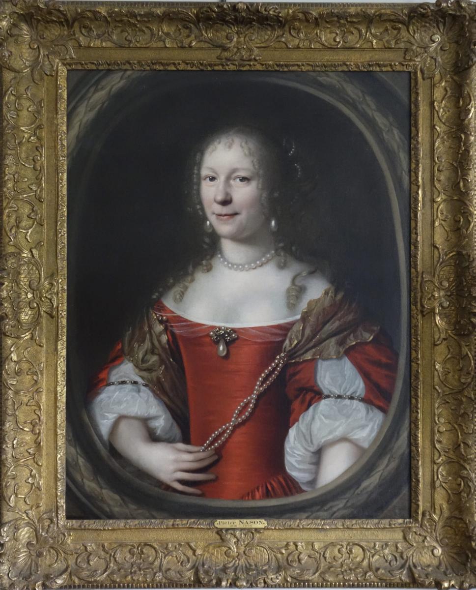 Pieter Nason (Amsterdam 1612-c.1690 The Hague) Portrait of a Lady in Red with Pearls