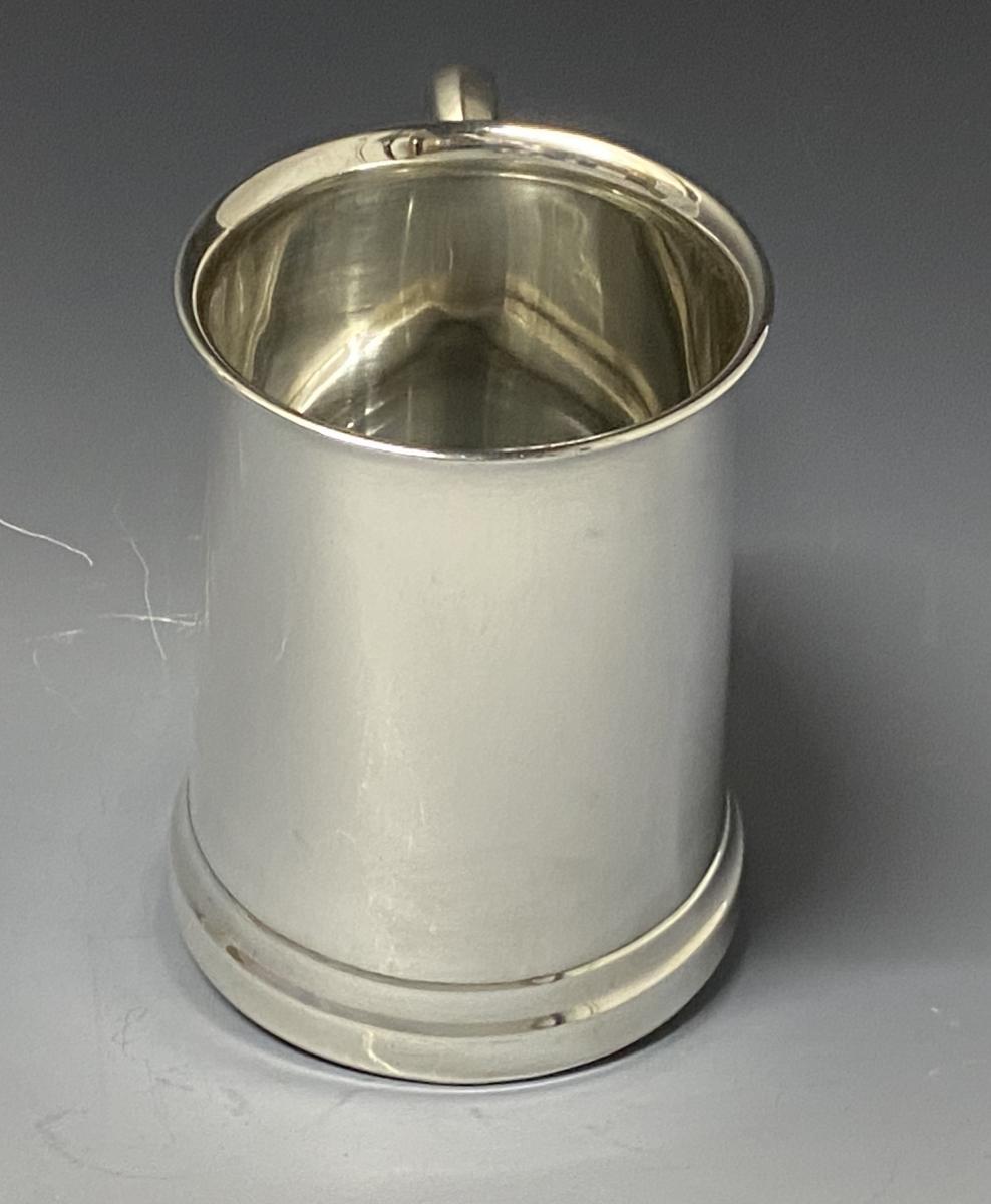 Sterling silver and glass bottom mug tankard 1932
