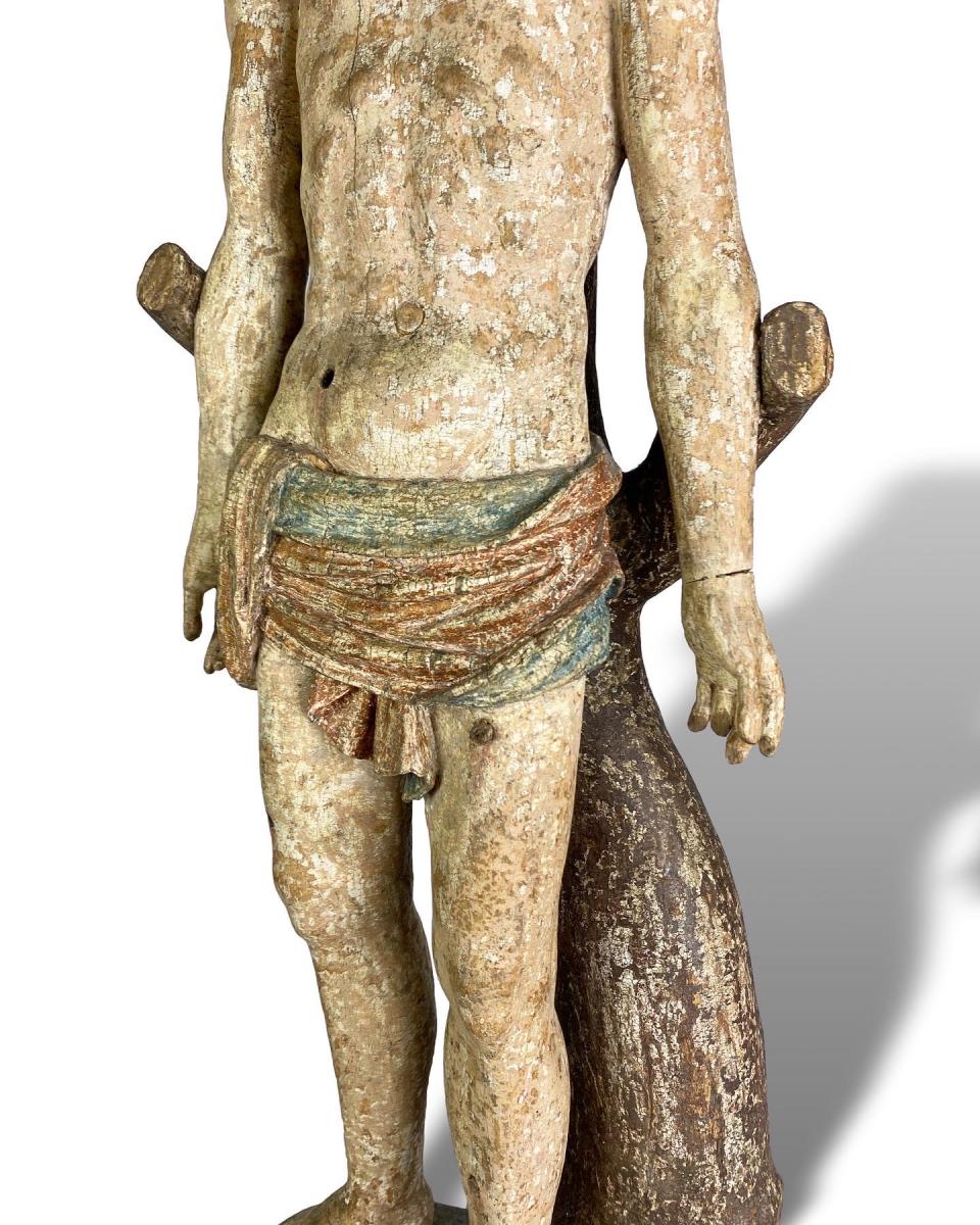 Limewood sculpture of Saint Sebastian. North Italian, mid 16th century
