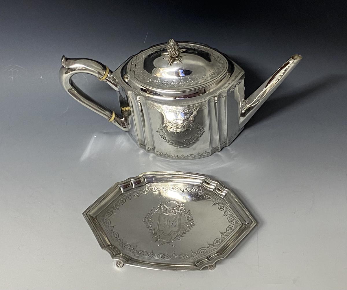 Georgian silver teapot and stand 1792 Thomas Wallis 
